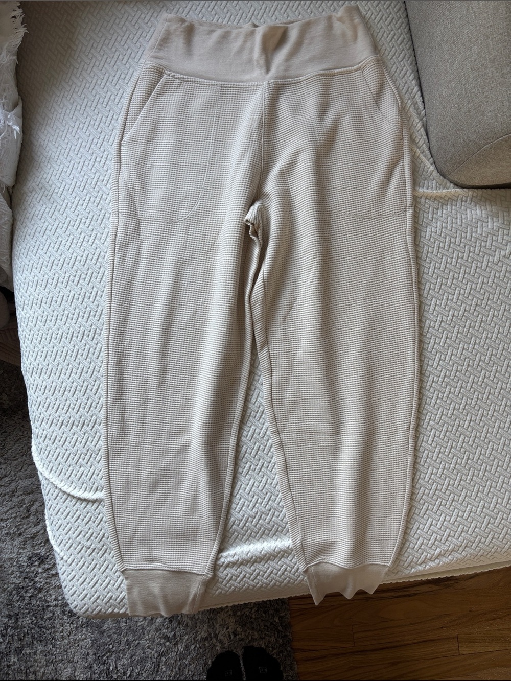NWOT Athleta Waffleluxe Beige Knit Joggers